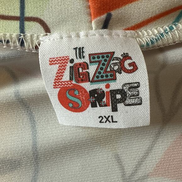 Zig Zag Stripe Women’s Plus Size 2XL Boho Art Rainbow Stretch Longline Cardigan - Picture 3 of 6